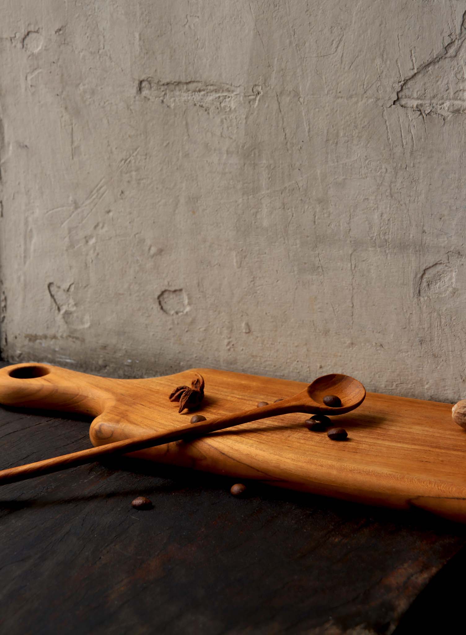Teak wood long neck tea spoon