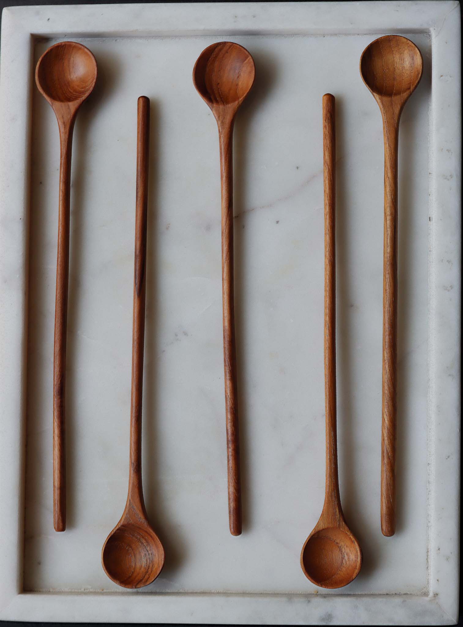 Teak wood long neck tea spoon