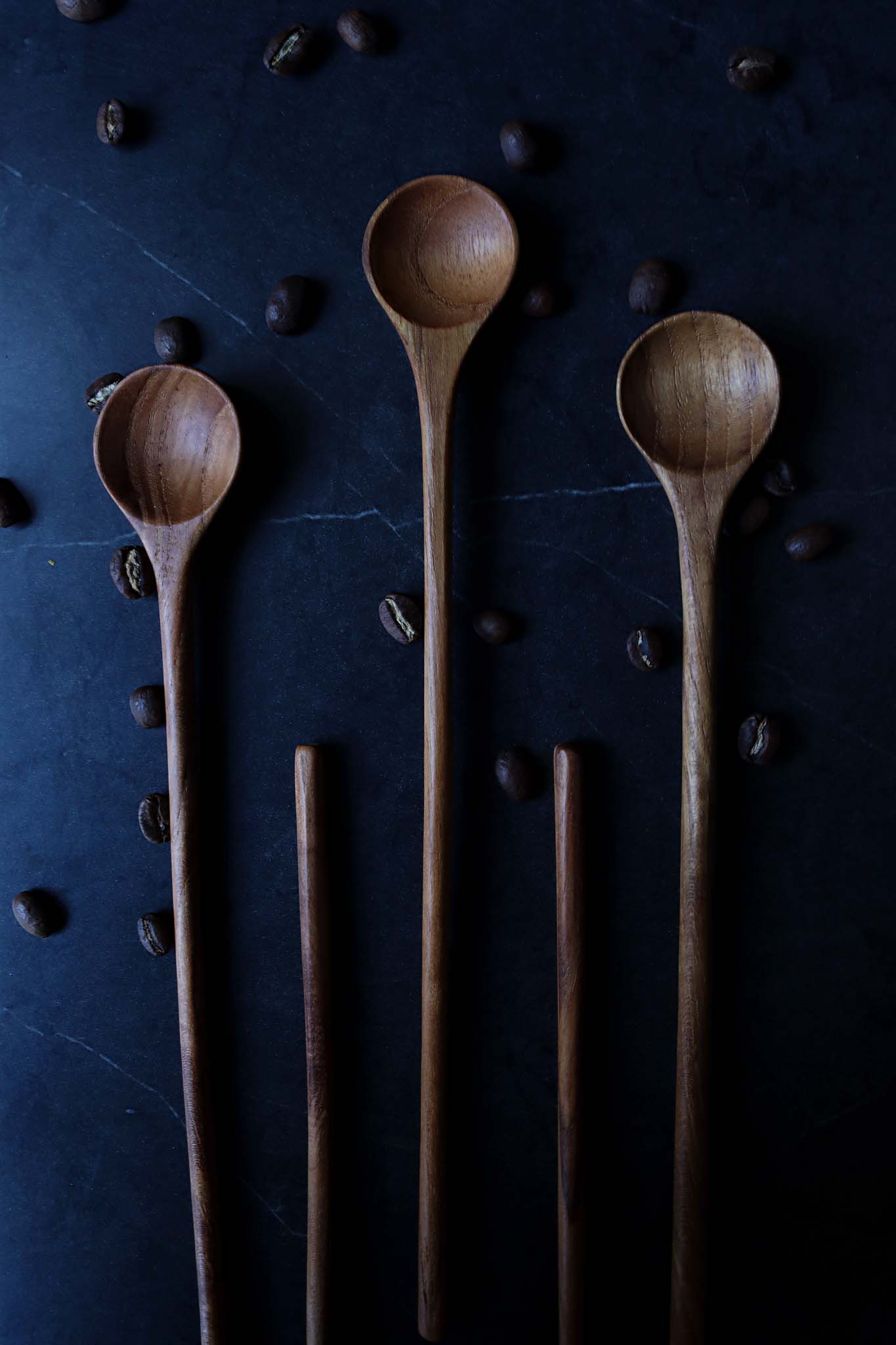 Teak wood long neck tea spoon